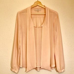 LOFT blush tie-neck blouse
